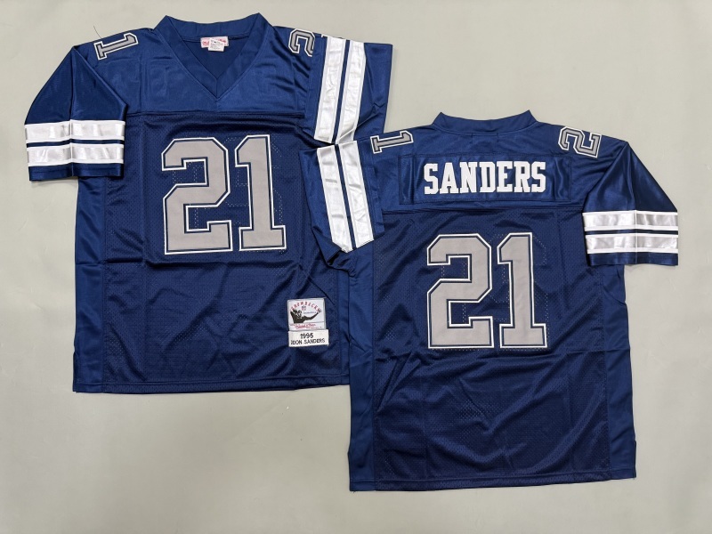 Men 2025 Nike Dallas Cowboys #21 Sanders Blue Throwback Limited NFL Jersey 004->dallas cowboys->NFL Jersey